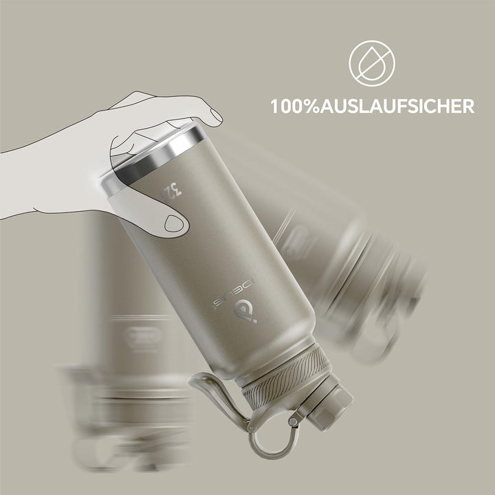 IDEUS Vakuumisolierte Wasserflasche, 32oz (950ml) Edelstahl Doppelwand Flasche Metall Sport Kantine