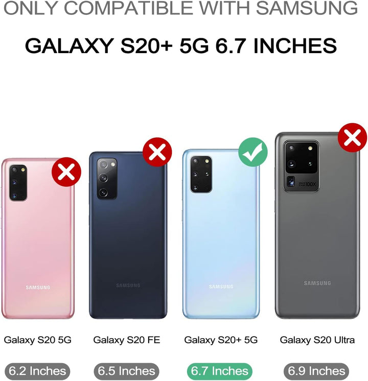 Dexnor Schutzhülle Kompatibel mit Samsung Galaxy S20+ Plus 5G, [Eingebauter Displayschutz und Stände