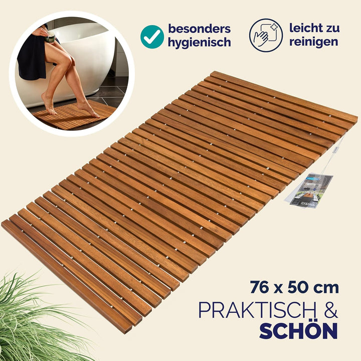 Deuba® 2X Badematte Holz FSC®-zertifiziertes Akazienholz rutschfest Badvorleger Duschmatte Holzdusch
