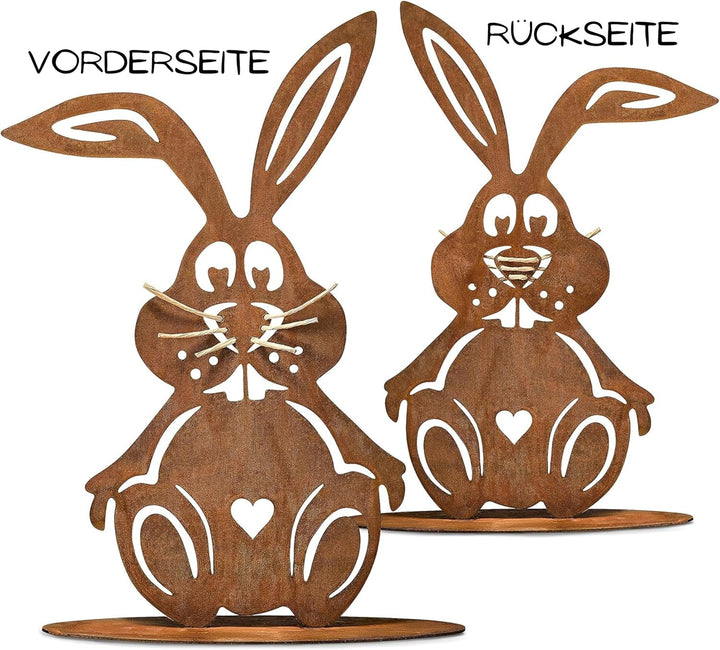 Rostikal Osterhase Gartendeko Rost 22 x 15,5 cm – Frühling Dekoration für Garten & Wohnzimmer, Vinta