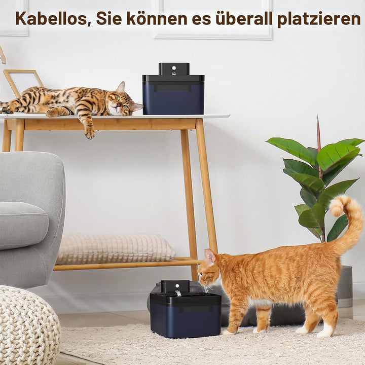 Katzenbrunnen Kabellos, Diealles Shine 2.2L Trinkbrunnen für Katze mit Bewegungsmelder, 4000mAh Wass