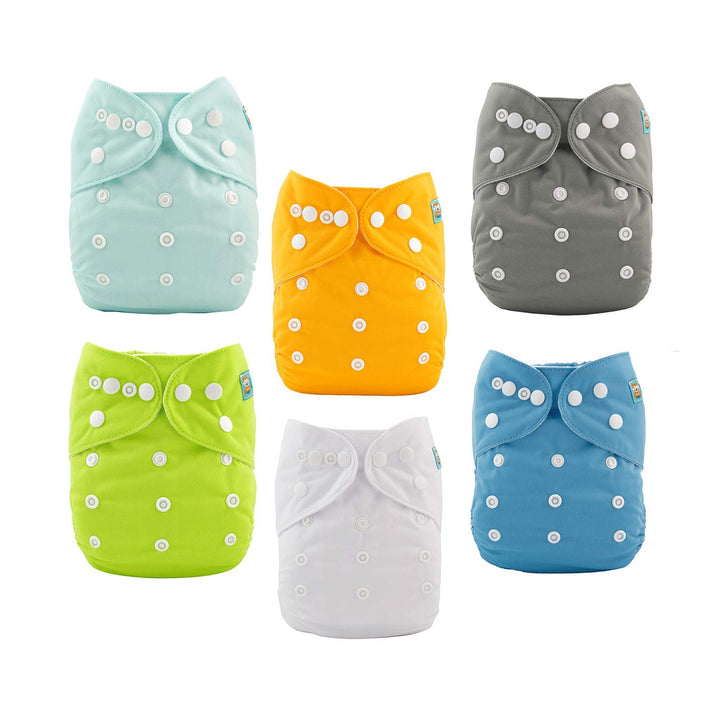 Alva Baby 6 Pack Tasche waschbar Verstellbare Stoffwindeln Windeln + 12 Einsätze 6BM98-DE 18 Stück (