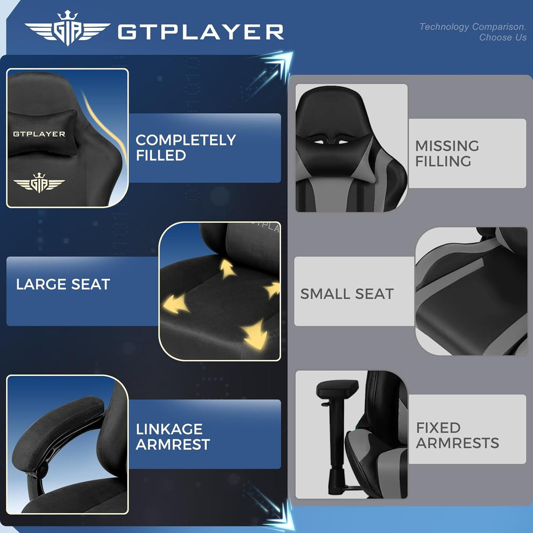 GTPLAYER Gaming Stuhl, Atmungsaktiver Bürostuhl, bürostuhl ergonomisch, Hochwertiger - Stoff, Ergono
