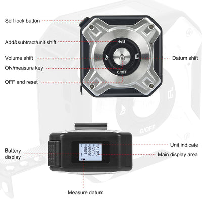 Laser Entfernungsmesser Massband 2 in 1,Massband Laser mit 40M Laser & 5M Massband,USB-Aufladung Mes