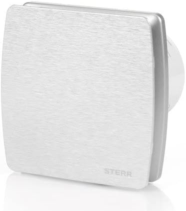 STERR Badezimmerlüfter LFS100-QST 100 mm mit Timer und Rückschlagklappe Silber - Leiser Badlüfter TI