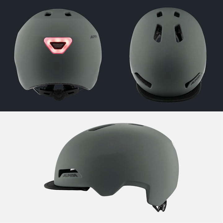 ALPINA BROOKLYN - Beleuchteter, Robuster und Komfortabler Urban Fahrradhelm Mit LED-Licht Für Erwach