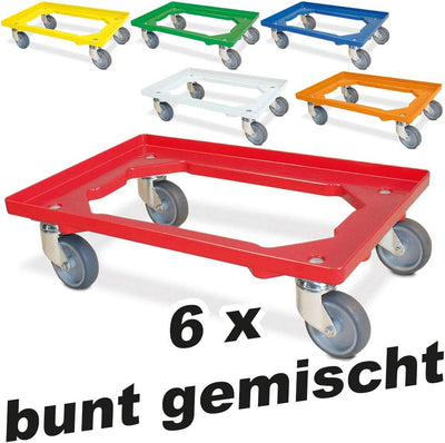 6x Logistikroller/Transportroller für Kisten 600x400 mm, Tragkraft 250 kg, 6
