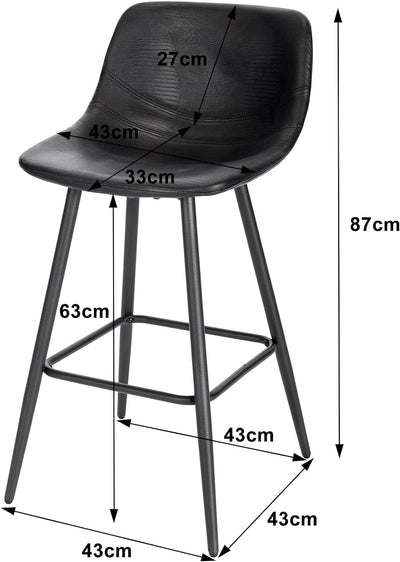 WOLTU Barhocker mit Rückenlehne, Barstuhl mit Sitzhöhe 63 cm, ergonomischer Hocker im Bar, Polsterst