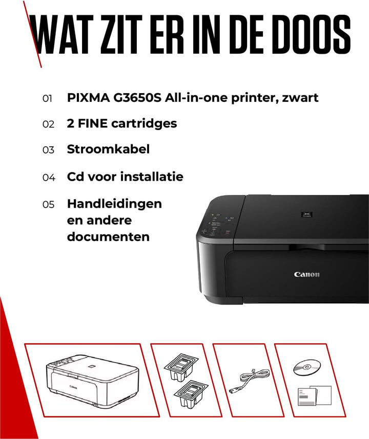 Canon PIXMA MG3650S Drucker Farbtintenstrahl DIN A4 (Scanner, Kopierer, Bürodrucker, 4.800 x 1.200 d