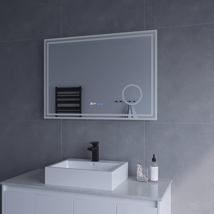 AQUABATOS LED Badspiegel 100x70 cm Wandspiegel Badezimmerspiegel mit Beleuchtung lichtspiegel Dimmba
