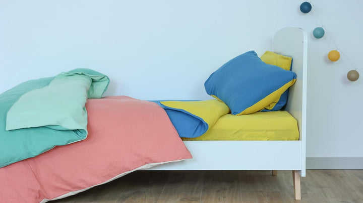 Domiva - Bettwäsche 75 x 120 cm + Kissenbezug 35 x 45 cm, Türkis/Light Blue