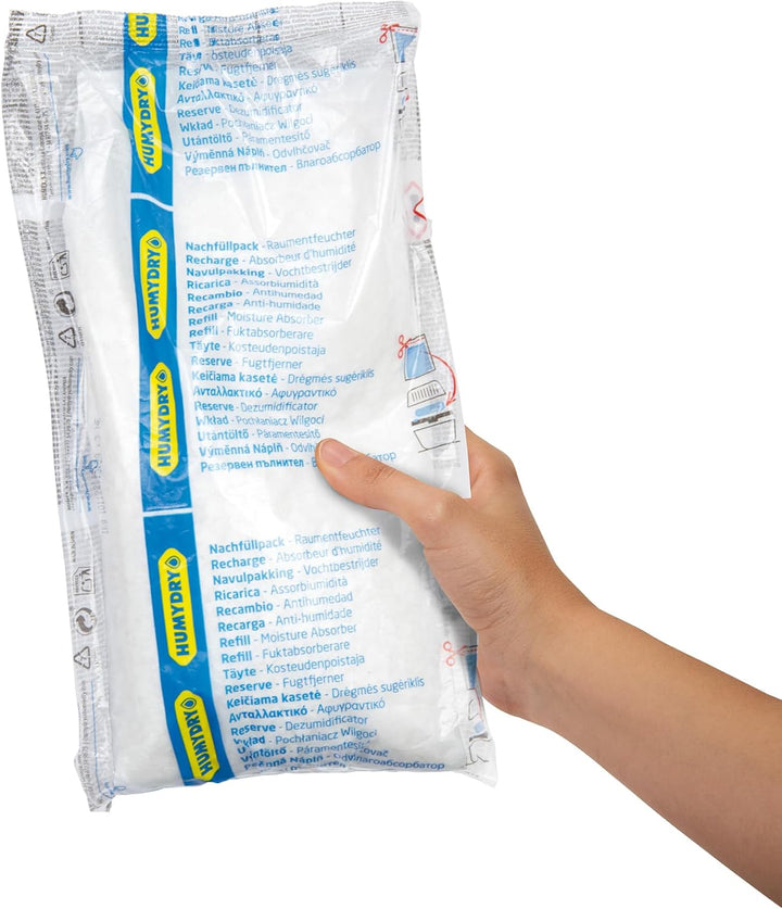 HUMYDRY® 6er-Set Nachfüllpackungen 1kg für Luftentfeuchter ohne Strom | Beseitigt Feuchtigkeit in gr