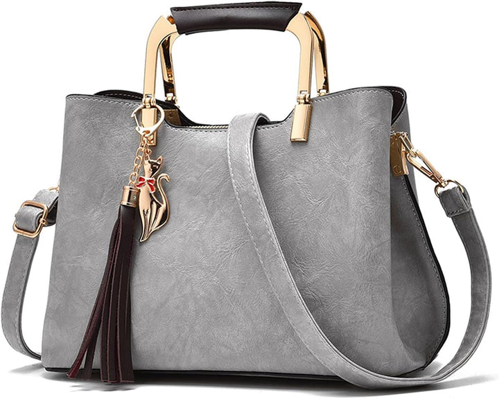 PORRASSO Damen Handtasche Schultertasche Frauen Mode Umhängetasche PU Leder Henkeltasche Top Griff T
