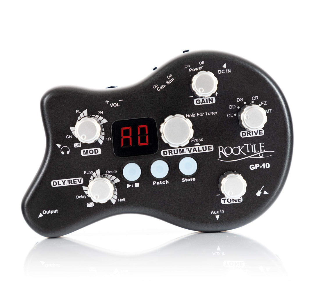 Rocktile GP-10 Gitarren Multieffekt Gerät/Kopfhörer-Verstärker Amp (8-Effekttypen und Drum-Loop Play