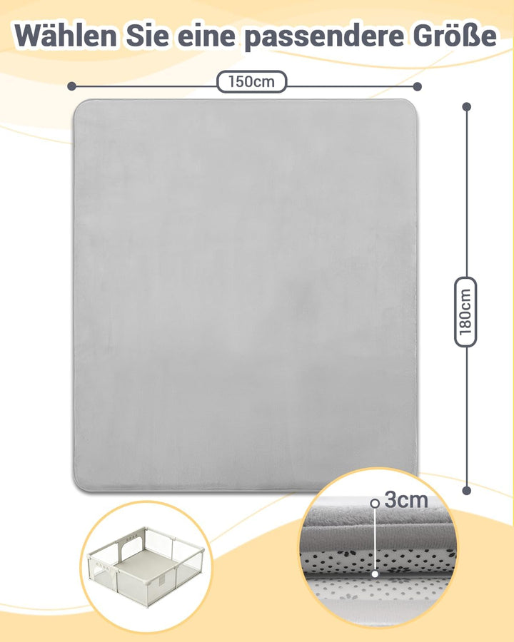 Dicke Krabbelmatte Baby 150×180×3cm,Schaumfüllung Teppich Spielmatte Baby,Rutschfester Unterseite&We