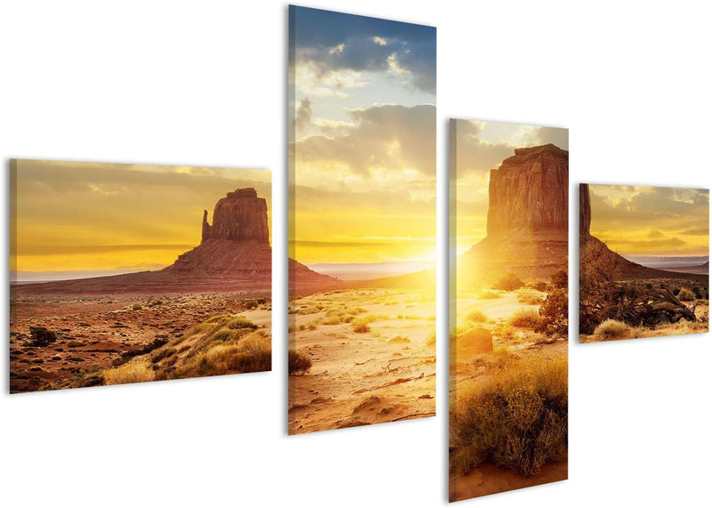 Bild auf Leinwand Sonnenuntergang Monument Valley Usa Wandbild Poster Kunstdruck Bilder Format: 150x