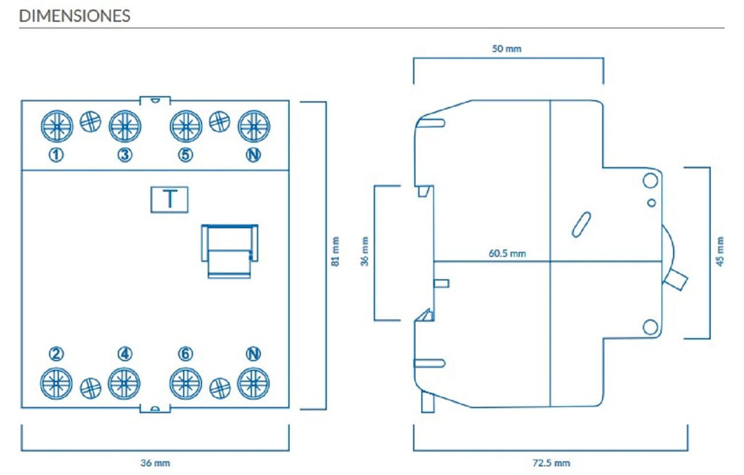 RASMACOR | FI-Schutzschalter 4-Polig 40A 30 mA 6KA FI | FI Fehlerstrom-Schutzschalter | 40A Typ A 30