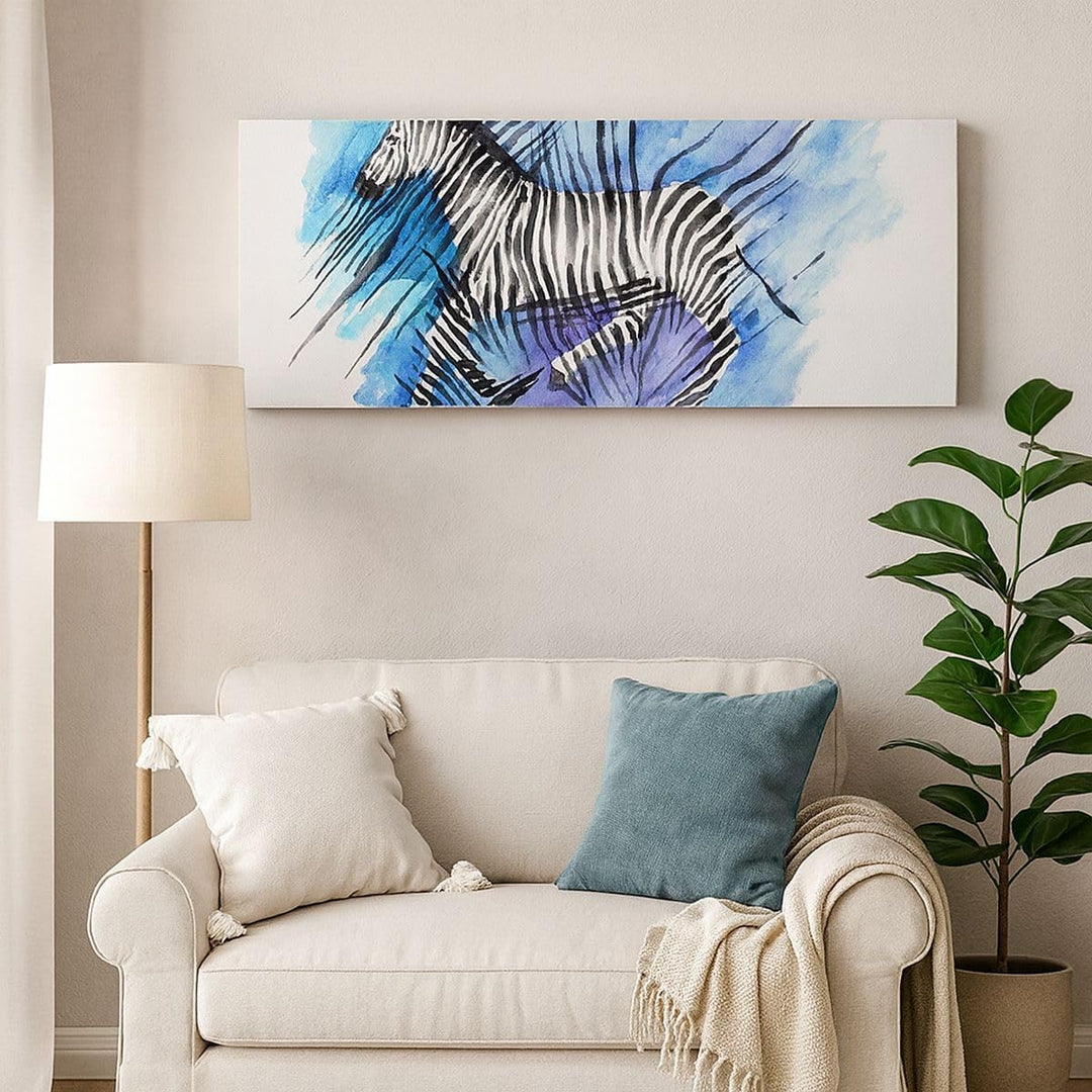 Wandbilder Dekoration Wohnzimmer Zebra Streifen Tierwelt Pelz Panorama Bilder auf Leinwand 120x50cm