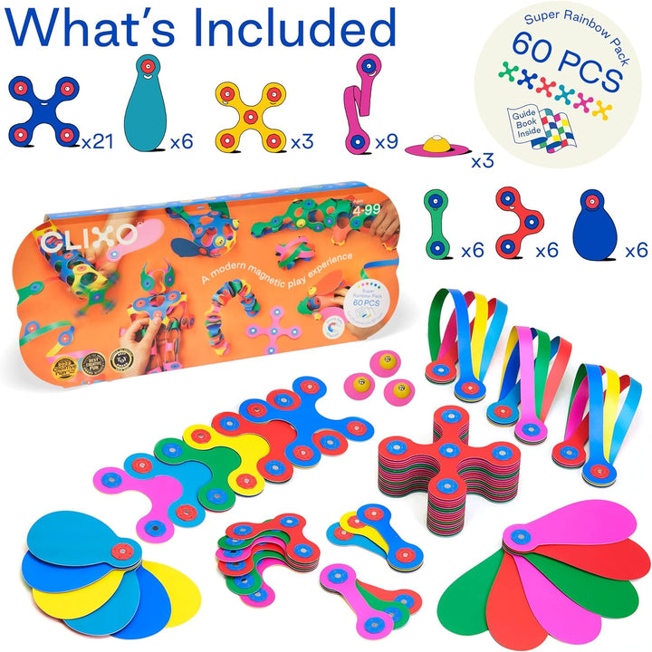 Clixo Super Rainbow 60 Piece Pack, 60 Piece Pack