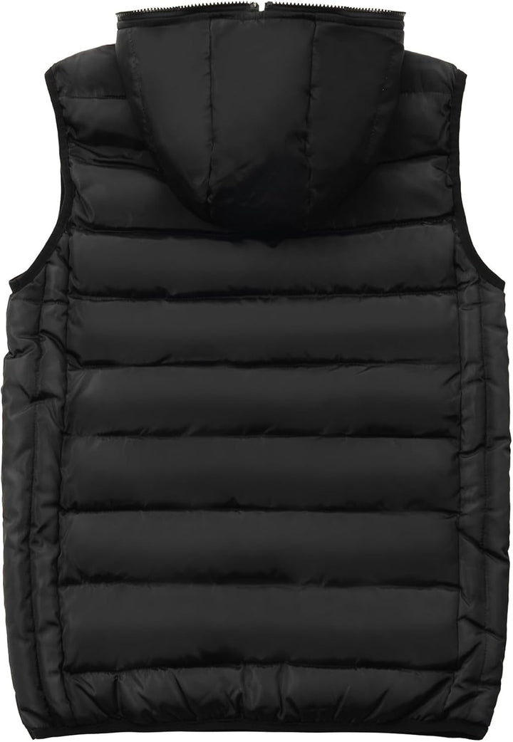 LAUSONS Kinder Warme Weste Jungen Steppweste Ärmellose Winterjacke Puffer Weste mit Kapuze Schwarz 1
