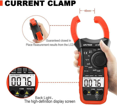 Digital Clamp Meter Stromzange Bluetooth AP-570T-APP 4000 Counts Auto Range AC/DC Spannung, Strom,Wi