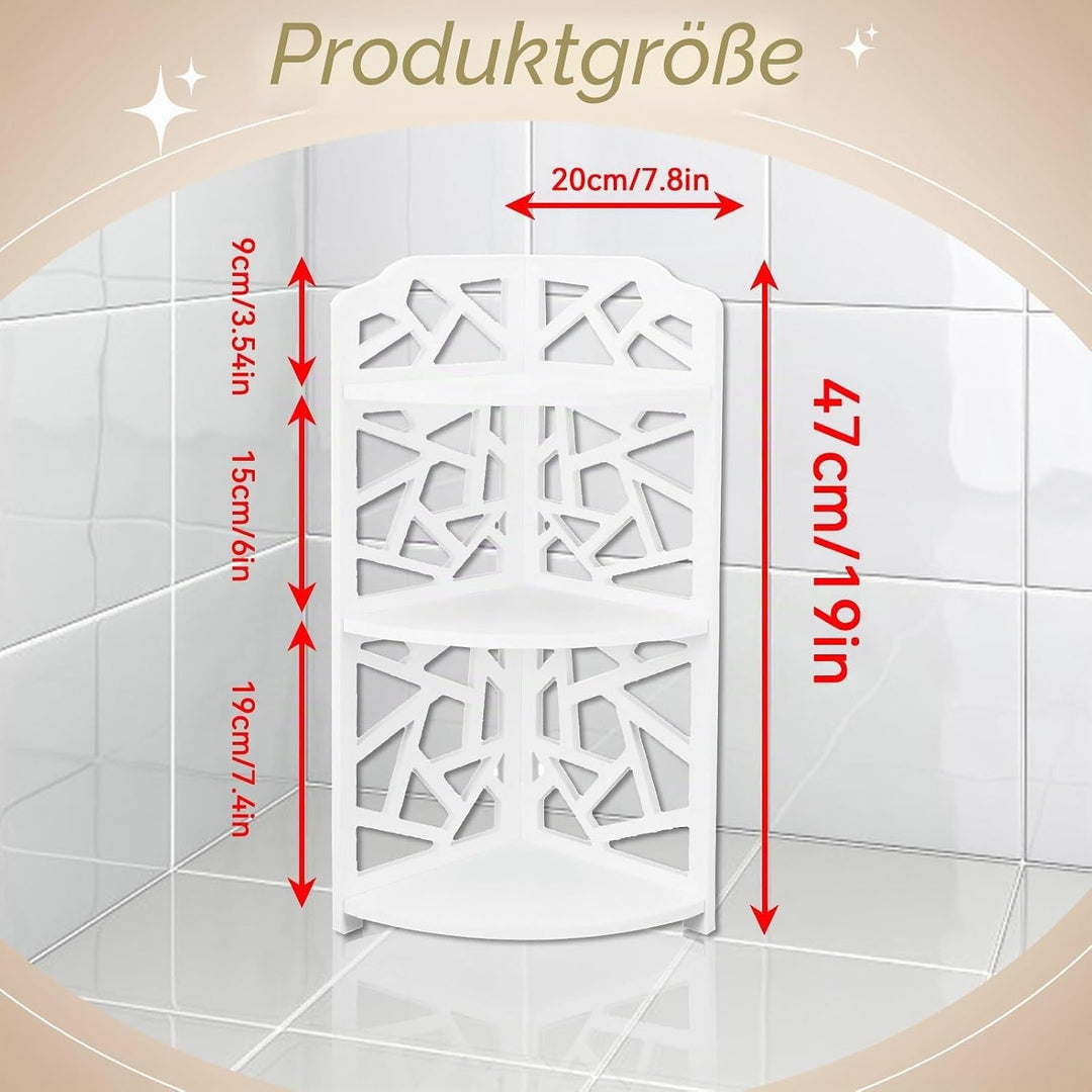 HERCHR 3-stöckiger Eckregal freistehend aus PVC, schraubenlose Montage Eckablage für Bad Dusche Küch
