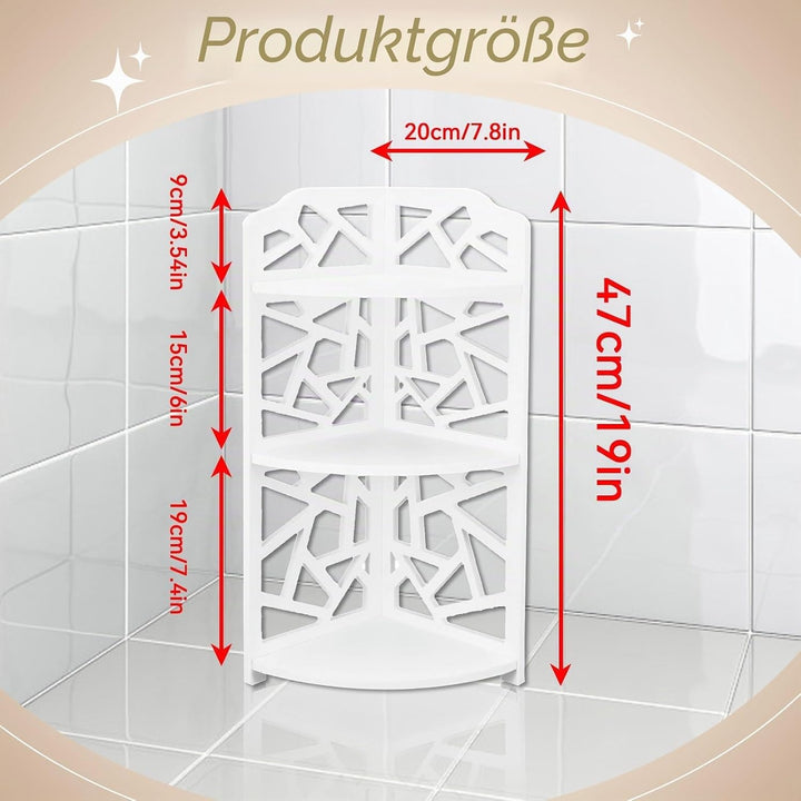 HERCHR 3-stöckiger Eckregal freistehend aus PVC, schraubenlose Montage Eckablage für Bad Dusche Küch