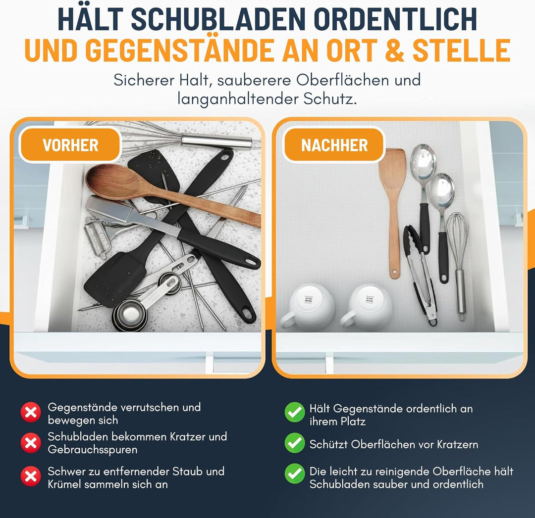 Schubladenmatte von Linda's Essentials (30 x 500 cm) - Antirutschmatte Schubladen Schrankfolie Schra