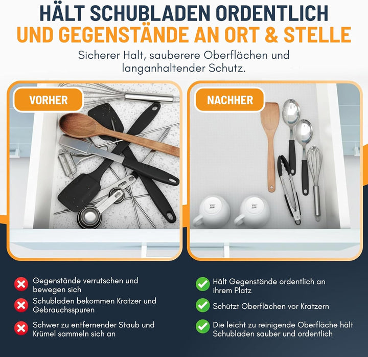 Schubladenmatte von Linda's Essentials (30 x 500 cm) - Antirutschmatte Schubladen Schrankfolie Schra