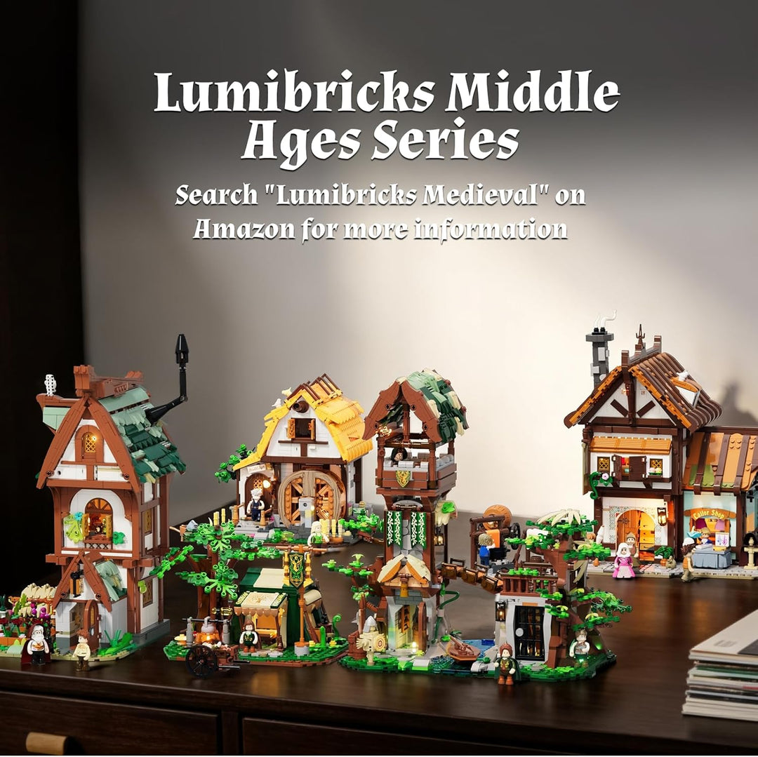 Lumibricks Mittelalterliches Herbal Healing Camp Beleuchtetes Bausteinset, 500 Teile, modulares Lage