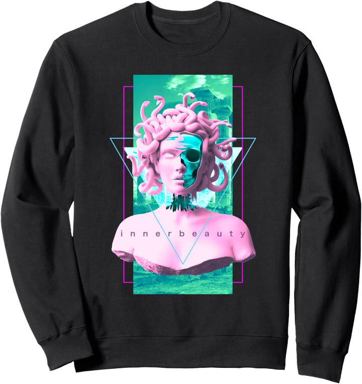 Vaporwave Medusa Statue mit dem Schädel Aesthetic Art Retro Sweatshirt