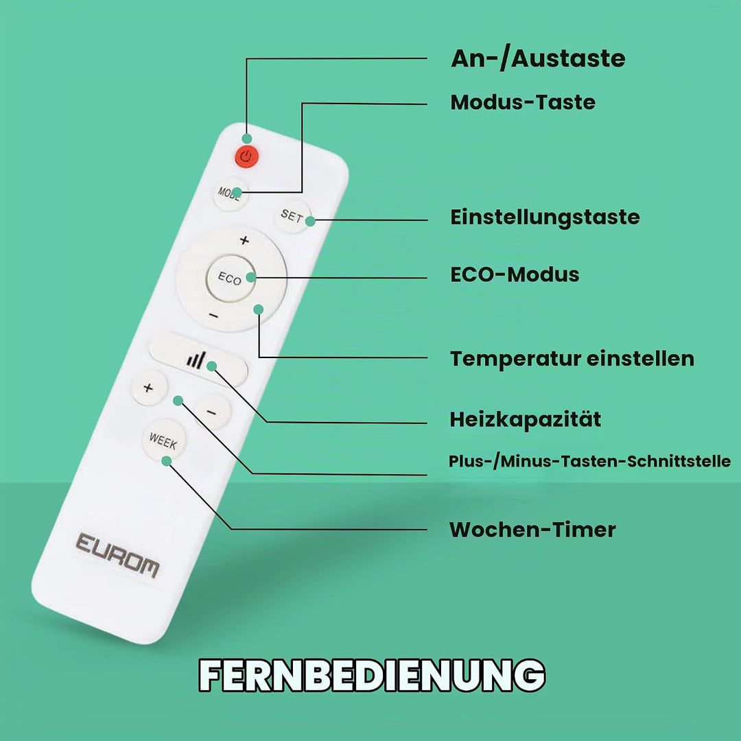 Eurom Alutherm Wandheizung 1000 Watt WiFi Steuerung