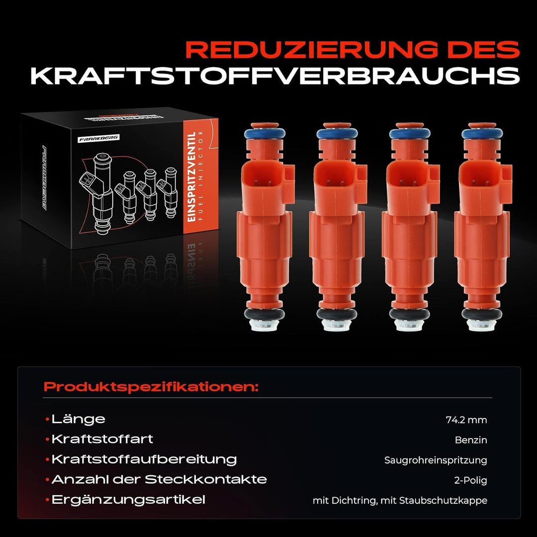 Frankberg 4x Einspritzventil Einspritzdüse Injektor Kompatibel mit C-Max 2007-2010 Exeo 2008-2010 Fo