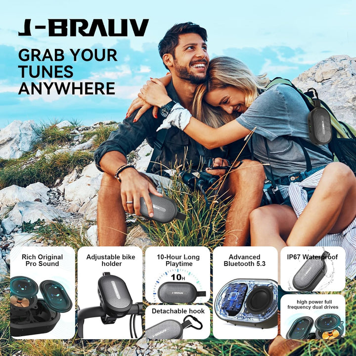 Fahrrad Tragbarer Bluetooth-Lautsprecher, Mini Musikbox Bluetooth 5.3 Box mit IP67 Wasserdicht, Akku