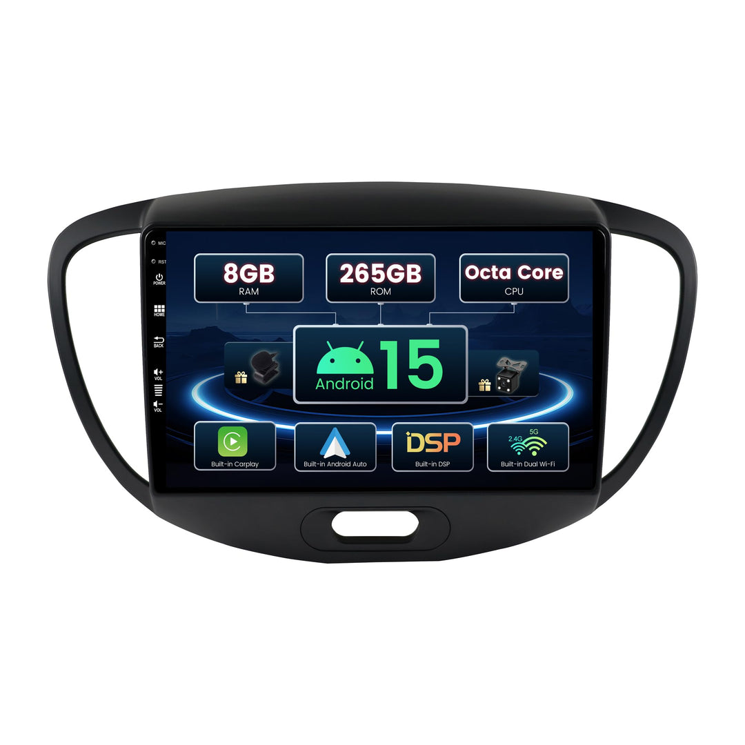 SXAUTO ¦ 8G+256G ¦ Android 12 IPS Autoradio für Hyundai I10 (2007-2013) - Eingebaut Carplay/Android