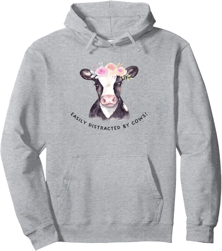 Leicht von Kühen abzulenken, Kuh für Damen und Mädchen mit Blumenkranz Pullover Hoodie