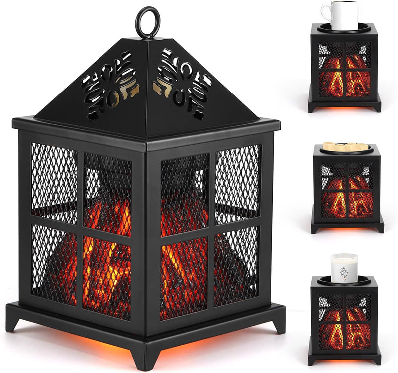 Duftlampe Elektrisch, 4 in 1 Duftlampe für Duftwachs, Kerze & Duftöl, Kamin Duftlampe für Wachs mit