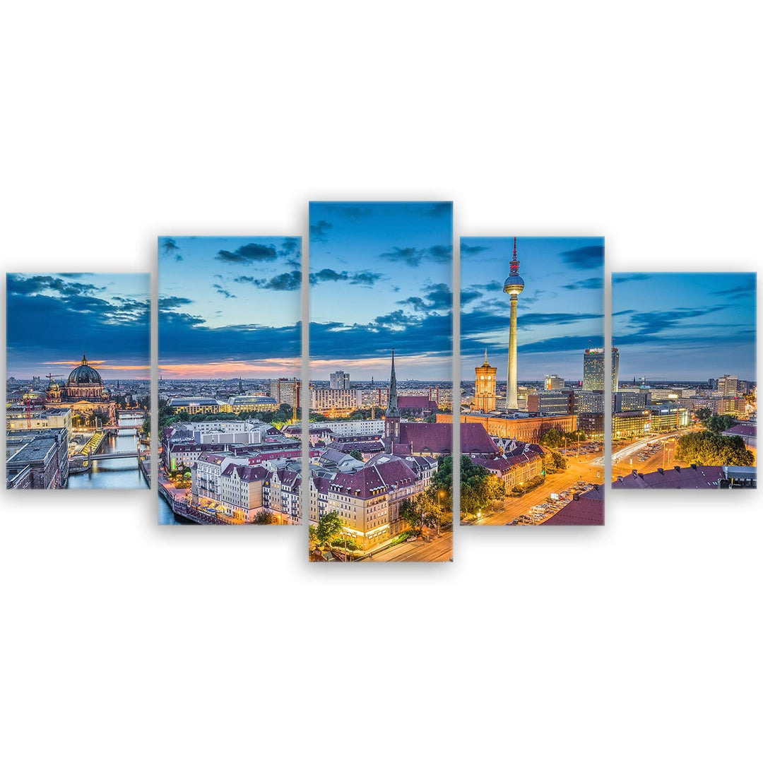 ge Bildet Bild auf Leinwand | Berlin Skyline - Deutschland - Stadtbild Städtebild A in 100x50 cm meh