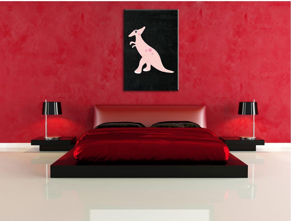 Pixxprint Niedlicher Dinosaurier schwarz, Format: 70x100 auf hochkantiges Leinwandbild, XXL riesige