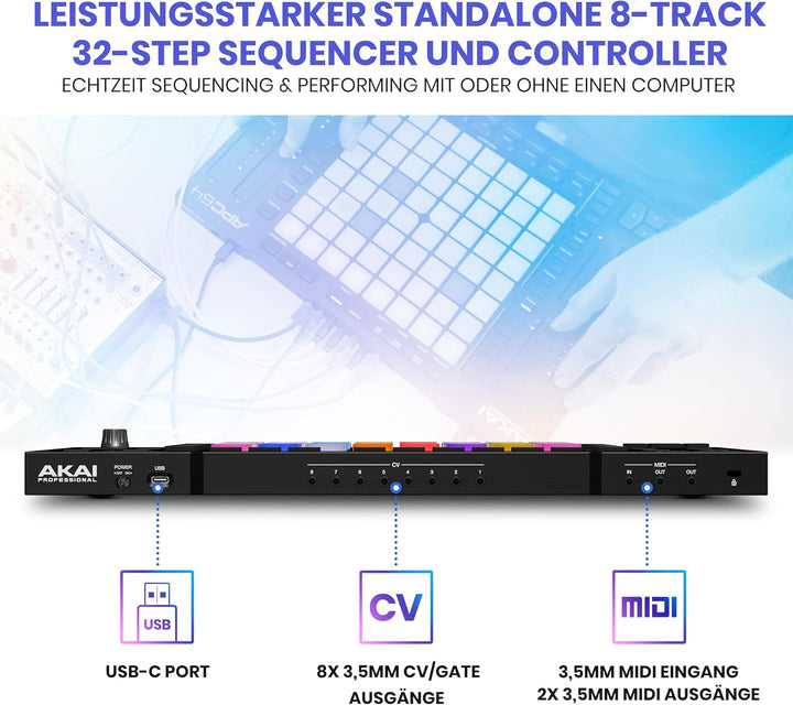 Akai Professional APC64 Ableton MIDI Controller mit 8 Touch Strips, Step Sequencer, 64 anschlagsdyna