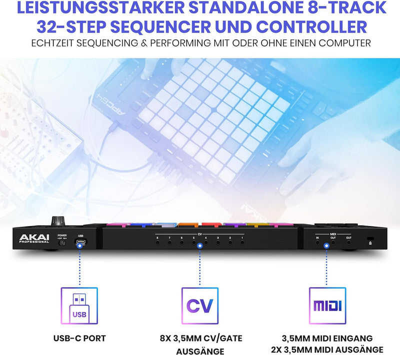 Akai Professional APC64 Ableton MIDI Controller mit 8 Touch Strips, Step Sequencer, 64 anschlagsdyna
