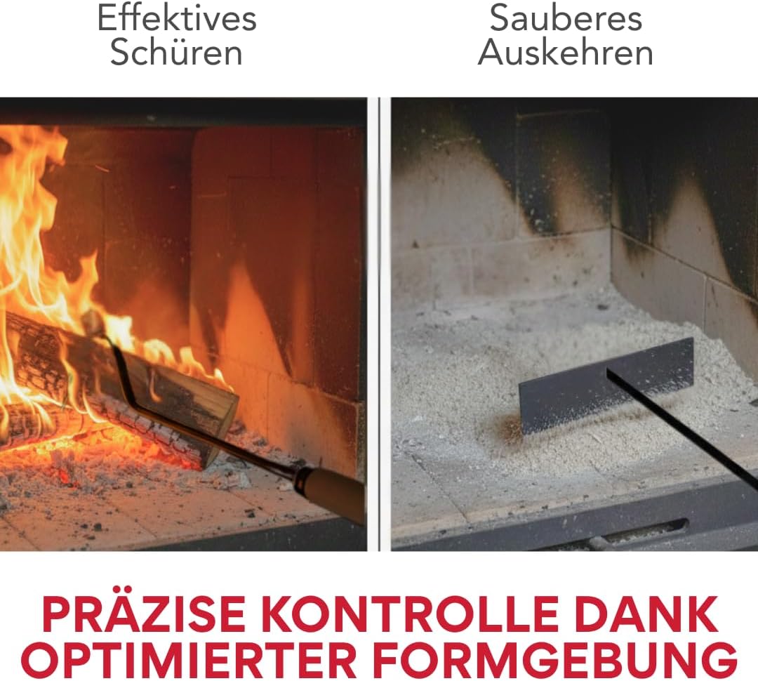 pokm toolsmarket - SET 50cm Schürhaken + 70cm Ascheschaber mit Holzgriff, Kaminbesteck Reinigungsset