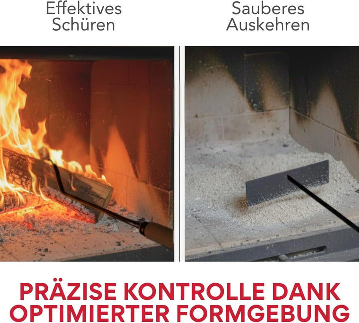 pokm toolsmarket - SET 50cm Schürhaken + 70cm Ascheschaber mit Holzgriff, Kaminbesteck Reinigungsset