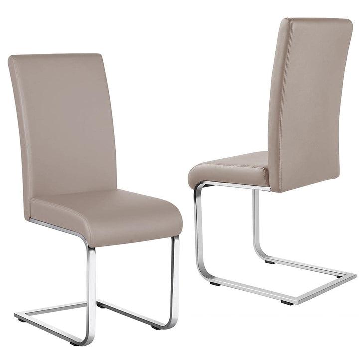 Yaheetech 2er Set Freischwinger Esszimmerstuhl, Polsterstuhl Schwingstuhl Set, aus Kunstleder, 135 k