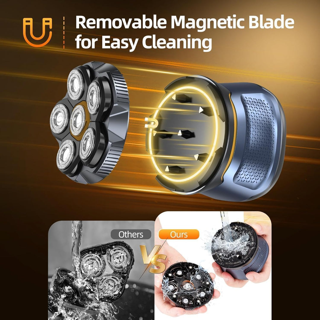 Glatzen Rasierer Herren Elektrisch 6D, 2 Modi Head Shaver Men Magnetische, Kopfrasierer Glatze für 0