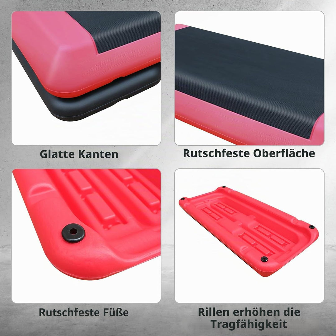 Aerobic Stepper für Fitness und Training, 76x35cm Steppbrett Höhenverstellbar, Step-Plattform-Traine