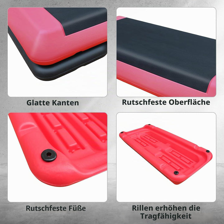 Aerobic Stepper für Fitness und Training, 76x35cm Steppbrett Höhenverstellbar, Step-Plattform-Traine