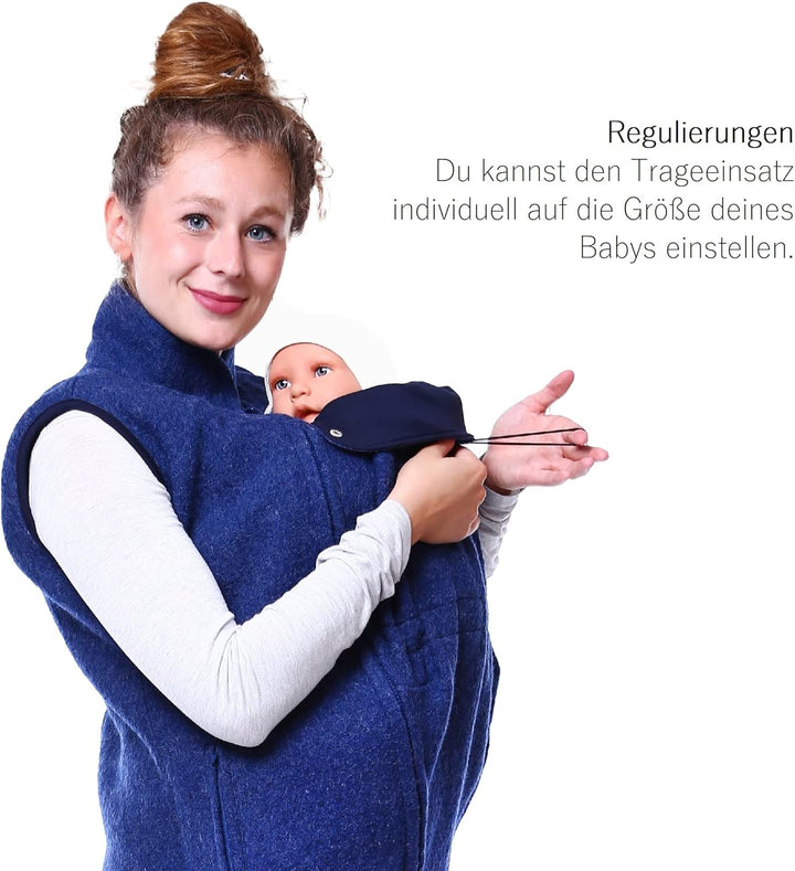 Viva la Mama - Wollweste Trageweste aus Wolle zum Babytragen Umstandsweste - PEVE - blau mélange - L