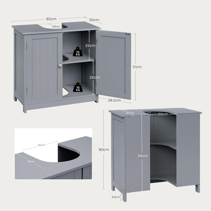 WOLTU Waschbeckenunterschrank, Unterschrank, Badezimmerschrank mit 2 Türen, Badschrank Badregal Wasc