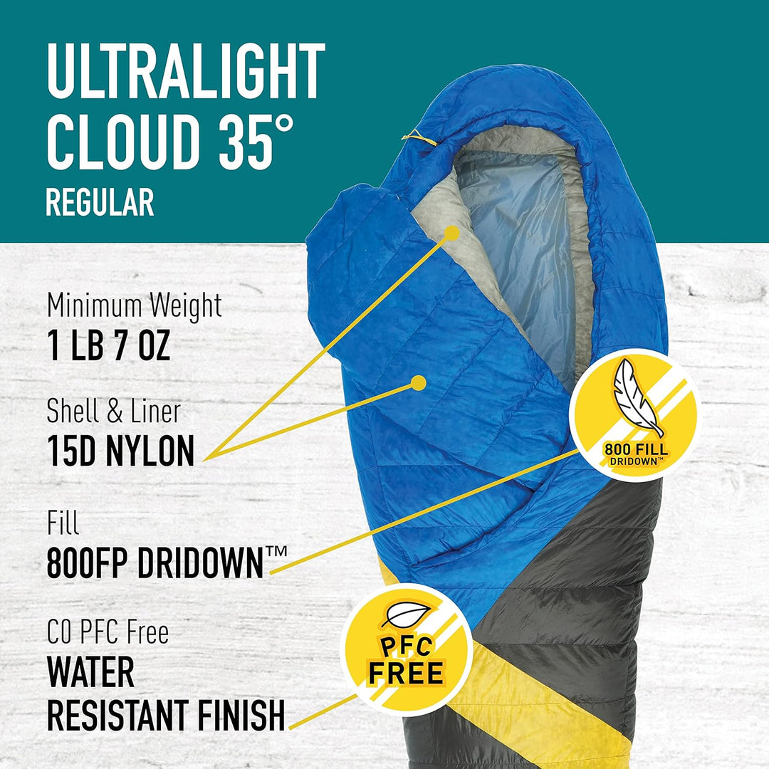 Sierra Designs Cloud 20 Grad DriDown Schlafsack Ultraleicht Zipperless Daunenschlafsack für Rucksack
